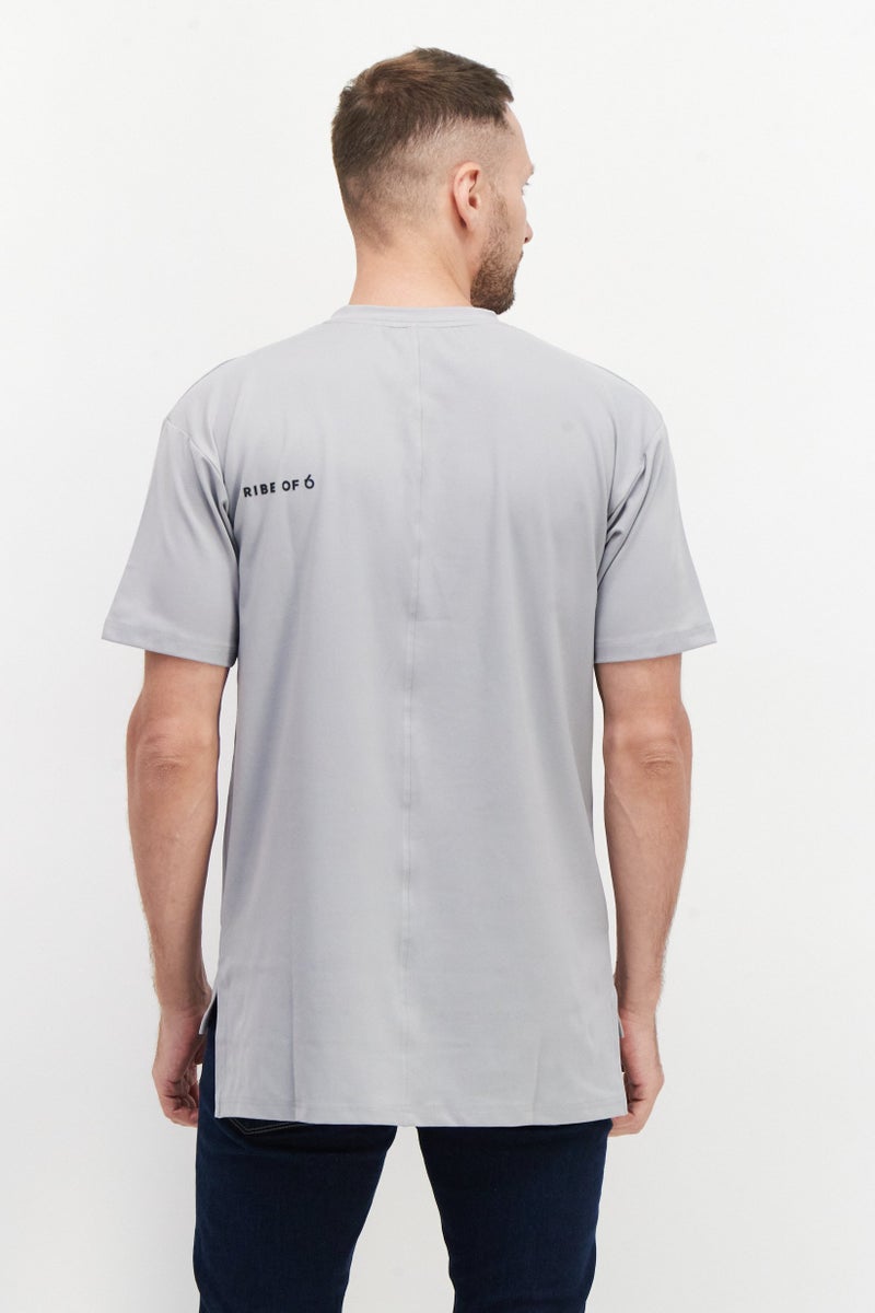 TRIBE OF 6 Men Crew Neck Short Sleeve Graphic Print T-Shirt, Grey - Image 2